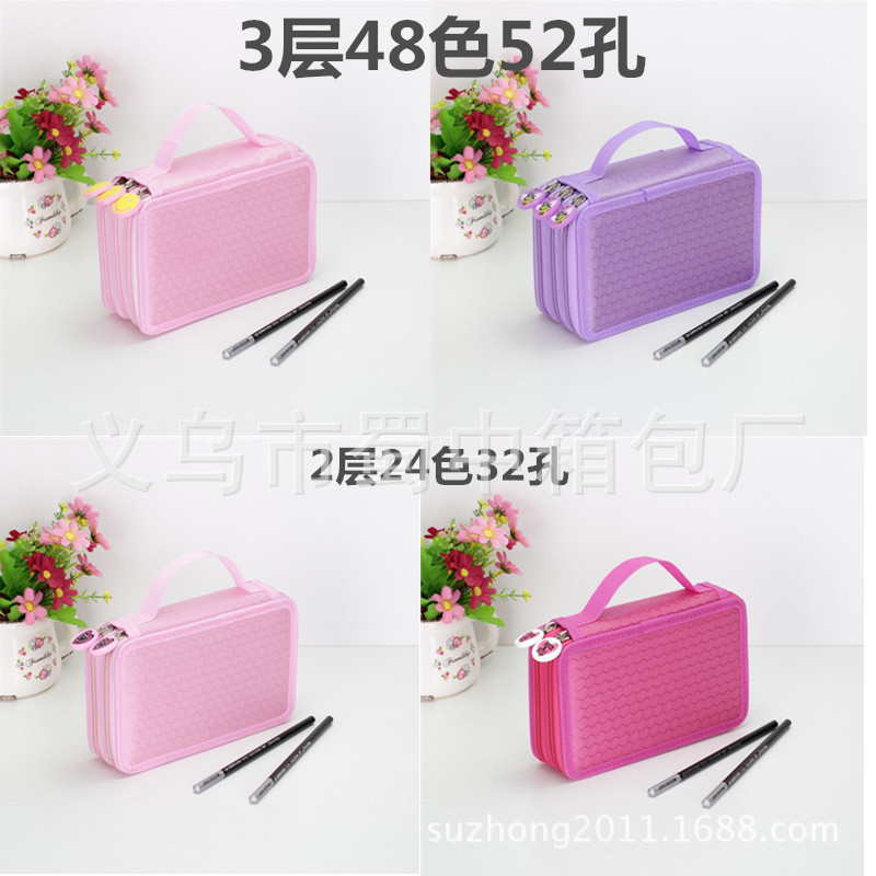 Estudiante de cuatro capas caja de lápiz 72 color pincel color bolsa de lápiz poroso papelería almacenamiento arte caja de lápiz en stock al por mayor