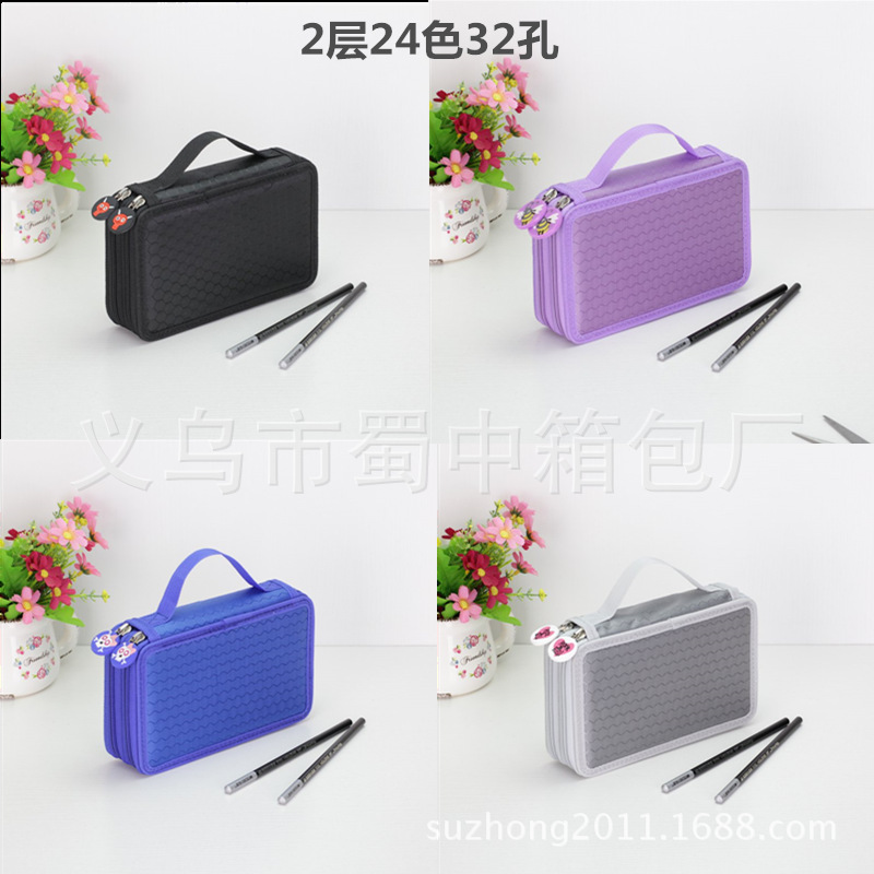 Estudiante de cuatro capas caja de lápiz 72 color pincel color bolsa de lápiz poroso papelería almacenamiento arte caja de lápiz en stock al por mayor