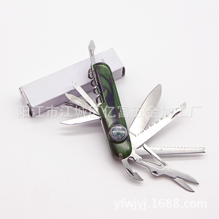 多功能刀 11功能带指南针小刀 多功能工具刀批发