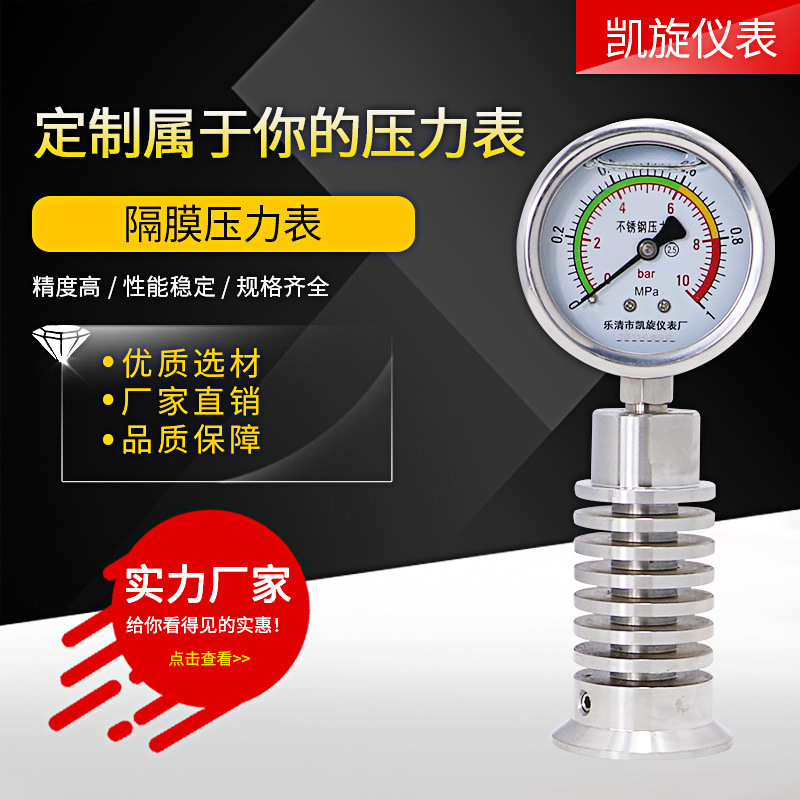 卫生型不锈钢隔膜压力表 YTP60BF卡箍式卡盘压力表