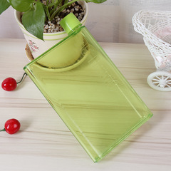 Factory Wholesale A5 Notebook Water Bottle Simple Creative Book Water Bottle Flat Plastic Cup Fashion Cup Can Print Name