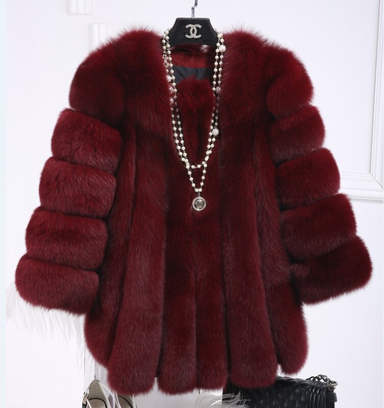 Haining Fur Manufacturer Wholesale Imitation Fox Fur New Mid-Length Outwear Long-Sleeved Special Price Wholesale Imitation Fur Outwear