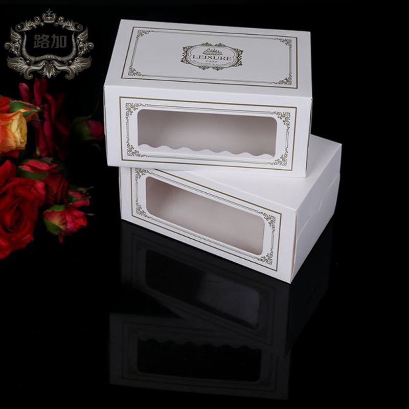 开窗方形西点盒 慕斯西点烘焙糕点包装纸盒方形蛋糕盒带底托批发