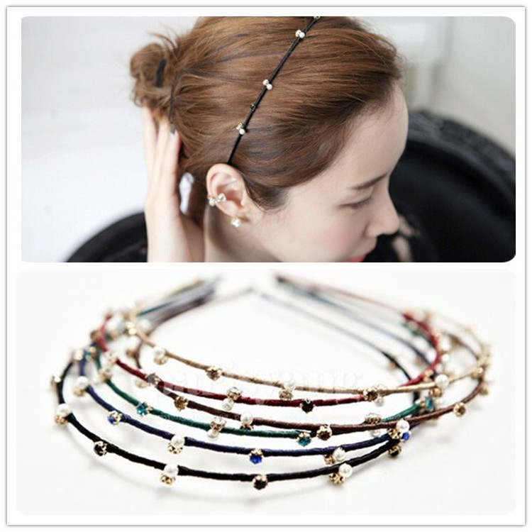 Exquisita diadema hecha a mano estilo coreano simple diamante incrustado diadema fina tocado hecho a mano accesorios para el cabello fabricante