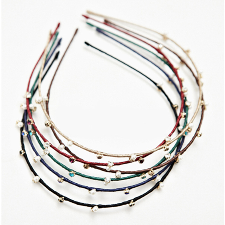 Exquisita diadema hecha a mano estilo coreano simple diamante incrustado diadema fina tocado hecho a mano accesorios para el cabello fabricante