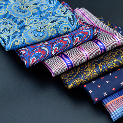 Pocket square for men's formal business suit, paisley pattern, high density, 24*24