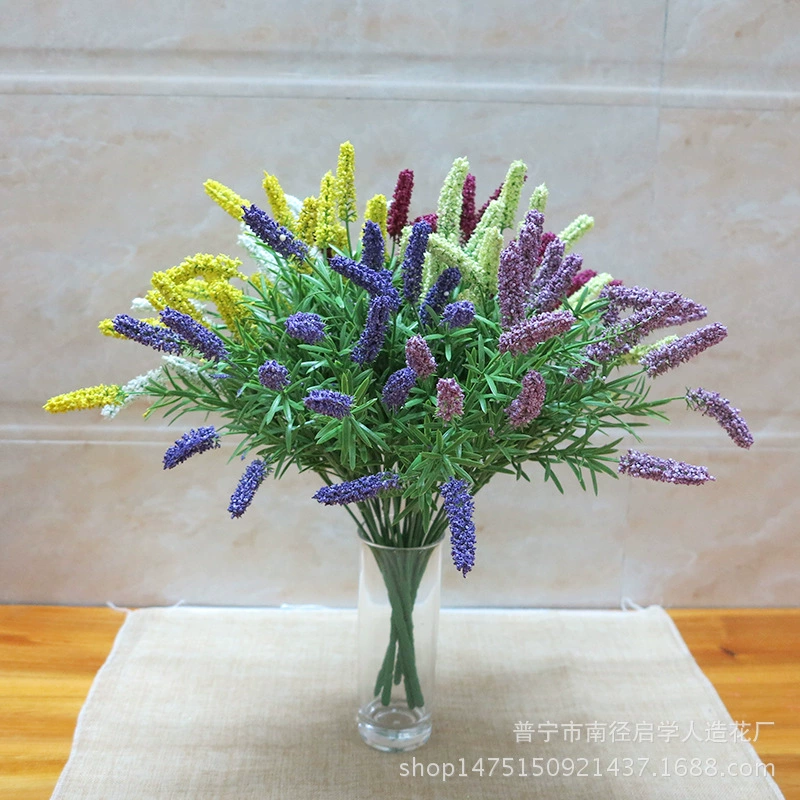 7 вилок Ивовый лист Лаванда с пенопластовой пеной Моделирование цветок свадебные цветочные ремесла маленькая ручка Моделирование Букет