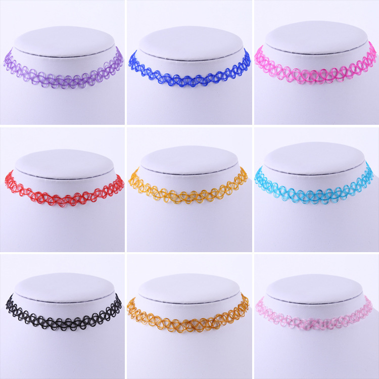 Factory wholesale fishing line retro tattoo woven necklace fishing line clavicle chain neck chain collar 12 color European and American fashion Factory wholesale fishing line retro tattoo woven necklace fishing line clavicle chain neck chain collar 12 color European and American fashion