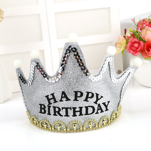 Birthday Glow Crown Party Supplies Creative Gifts with Lights Children's Birthday Cake Glitter Crown Hat