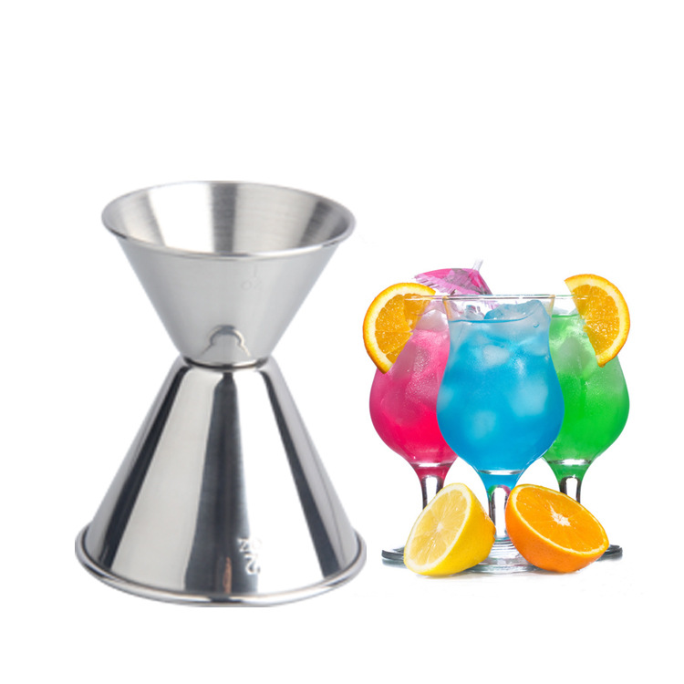 卷边不锈钢双头量杯酒吧KTV鸡尾酒调酒杯量酒器盎司杯大中小号|ru