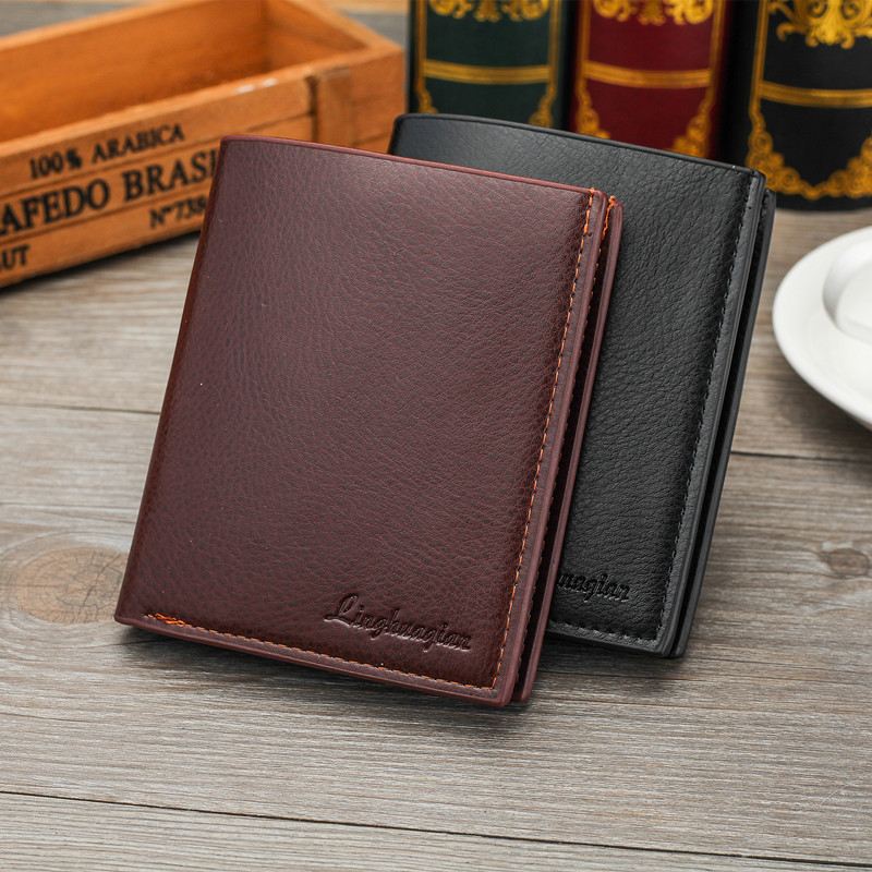 2023 new business imitation leather men's short wallet fire wallet ticket clip ten yuan shop stall supply wholesale