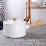 Креативная бамбуковая ручка в европейском стиле, горизонтальная салатница с зерном, бытовая кухонная утварь, однотонная керамическая миска для рамэна с крышкой