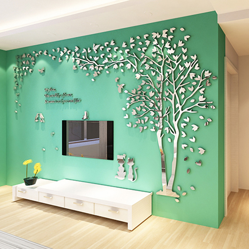 Creative 3d Acrylic Tree Wall Sticker For Living Room Tv Backdrop_voghion.com
