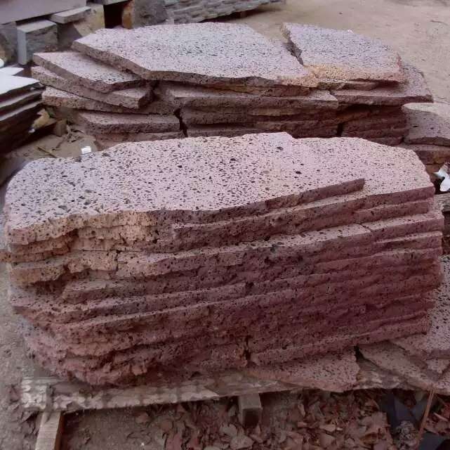 现货批发火山岩板材不规则板材别墅外墙装饰背景墙公园铺路造景灰