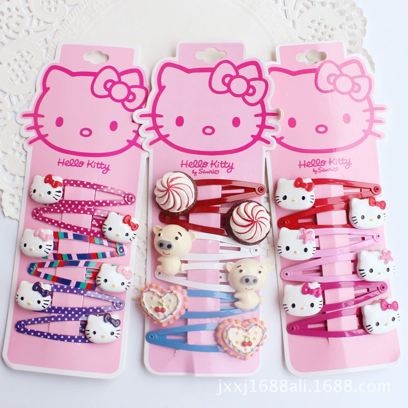 Набор заколок для волос (Hello Kitty) из смолы с бантами, разные размеры, возраст 3–8 лет
