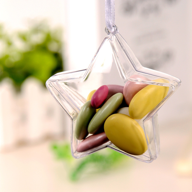 Food Grade new material in stock direct supply open and close transparent five-pointed star plastic ball Christmas ball creative European candy box Food Grade new material in stock direct supply open and close transparent five-pointed star plastic ball Christmas ball creative European candy box