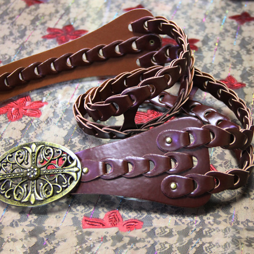  Fall Women's Retro Hand-woven Floral Metal Buckle Universal Belt PD_006