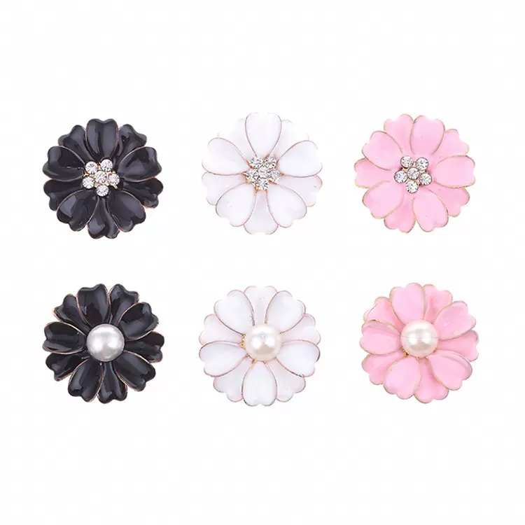 铁片山茶花 珍珠邹菊 手机壳饰品 DIY贴钻配 件 镶钻材 料批发