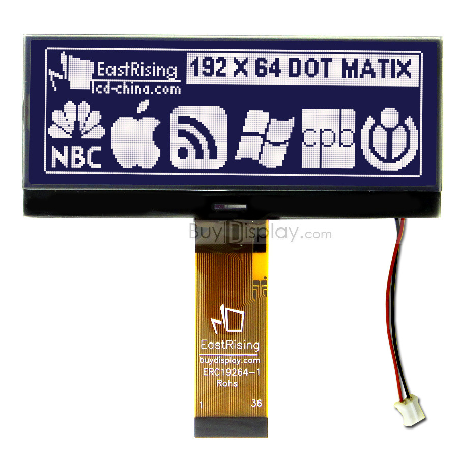4.3寸192*64图形点阵，可外加字库IC，黑底白字COG液晶模块