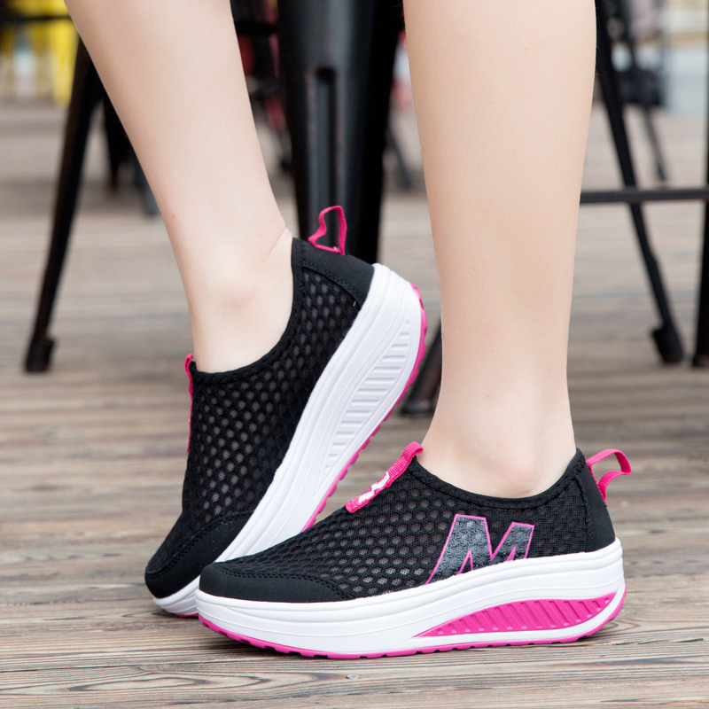 A generation of thick-soled rocking shoes casual sneakers running shoes breathable women's shoes foot cross-border special