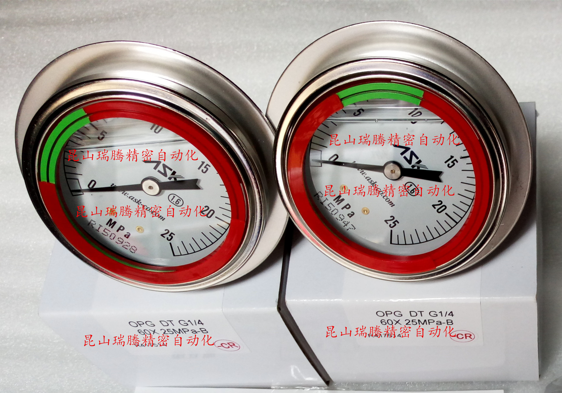 带彩色环的ASK压力表 OPG-DT-G1/4-60x2.5MPa-B-CR