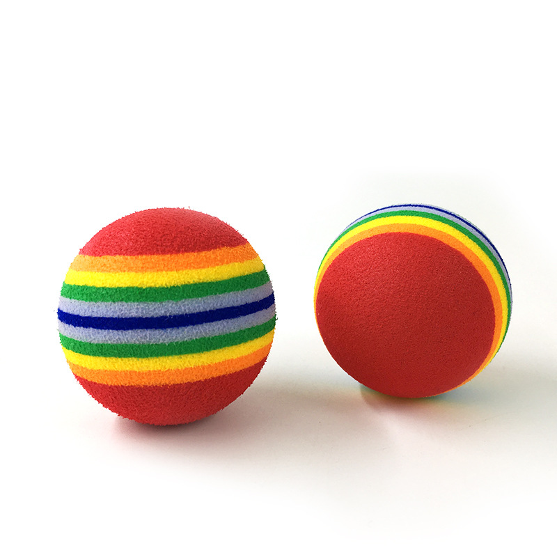 Bola de arco iris bola colorida Bola de juguete de gato EVA material espuma bola de algodón Bola de juguete para mascotas suministros para mascotas