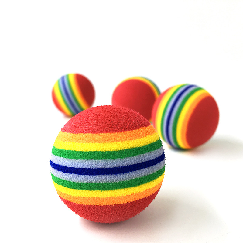 Bola de arco iris bola colorida Bola de juguete de gato EVA material espuma bola de algodón Bola de juguete para mascotas suministros para mascotas