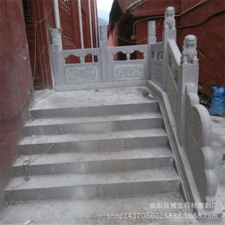 来图定制汉白玉栏板 寺庙楼阁阳台护栏桥梁河道石雕栏杆厂家
