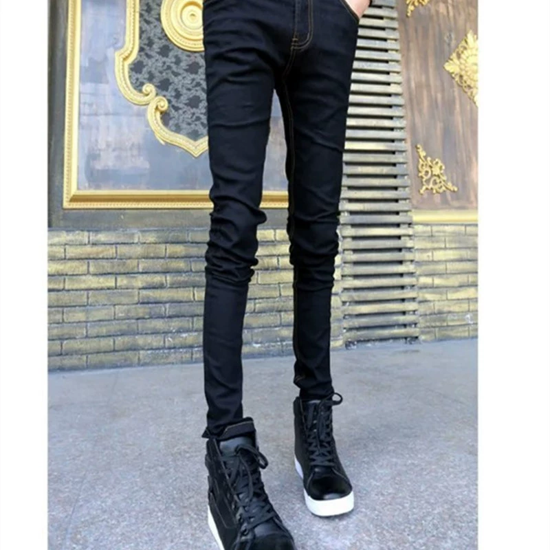 Оптовая продажа весенне-осенние мужские джинсы уличные модные корейские облегающие эластичные брюки для похудения мужские модные брюки-карандаш