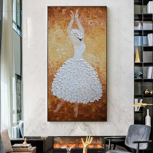 Simple modern ballet girl thick texture oil painting foreign trade export manufacturers hand-painted oil painting 3D thick texture hanging painting