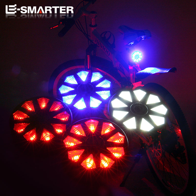 Comercio exterior transfronterizo bicicleta láser luz trasera luz de advertencia de seguridad bicicleta de montaña equipo 5LED ronda UFO