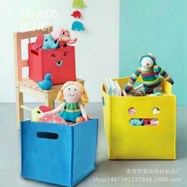 厂家供应时尚收纳蓝化妆品收纳家用置物蓝杂物毛毡收纳小款毛毡收