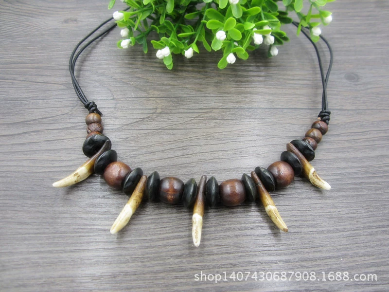Оригинальное экологичное этническое национальное стильное ожерелье-подвеска для портья, примитивное племенное настоящее зубчатое ожерелье
