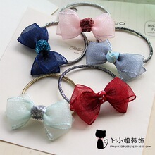 出口日韩娟纱蝴蝶结儿童皮筋 头花可爱气质面料