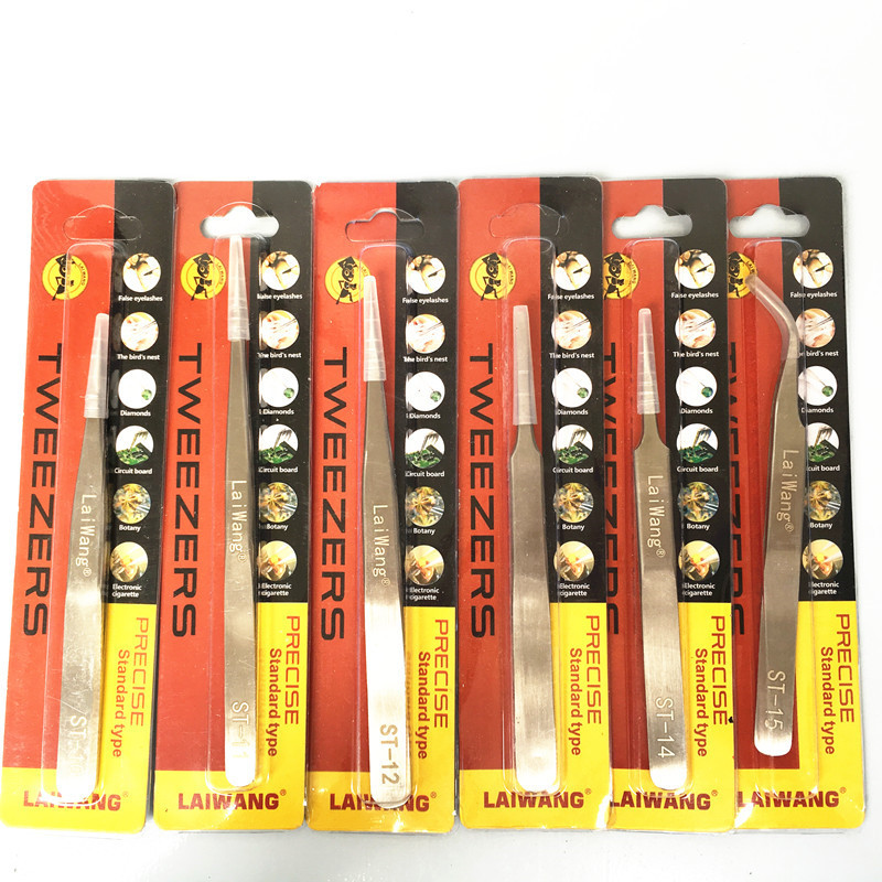 假睫毛镊子不锈钢压边镊子精密尖头砂光ST-15弯头