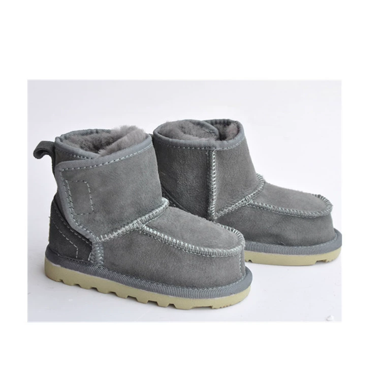 Цельная детская обувь из овчины, детская обувь, нескользящая Мужская и женская короткая трубка, теплые дышащие детские шерстяные зимние сапоги