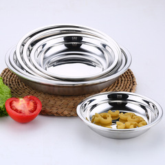 Selected stainless steel round plate food-grade non-magnetic round plate, thickened deep beveled serving plate, European-style multi-purpose plate and dish manufacturer
