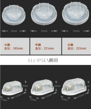 椭圆型圆型带网防水防潮灯防爆灯罩浴室灯桑拿房庭院户外壁三防灯