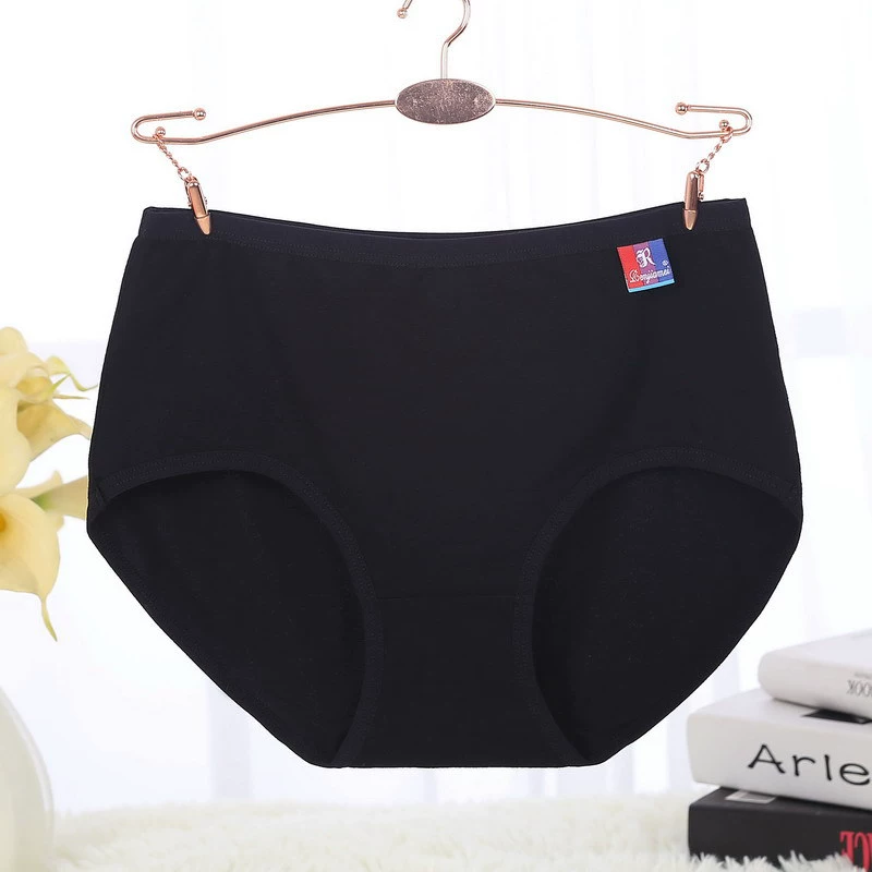 Cotton antibacterial underwear, pants, plus size, mid rise, for middle age