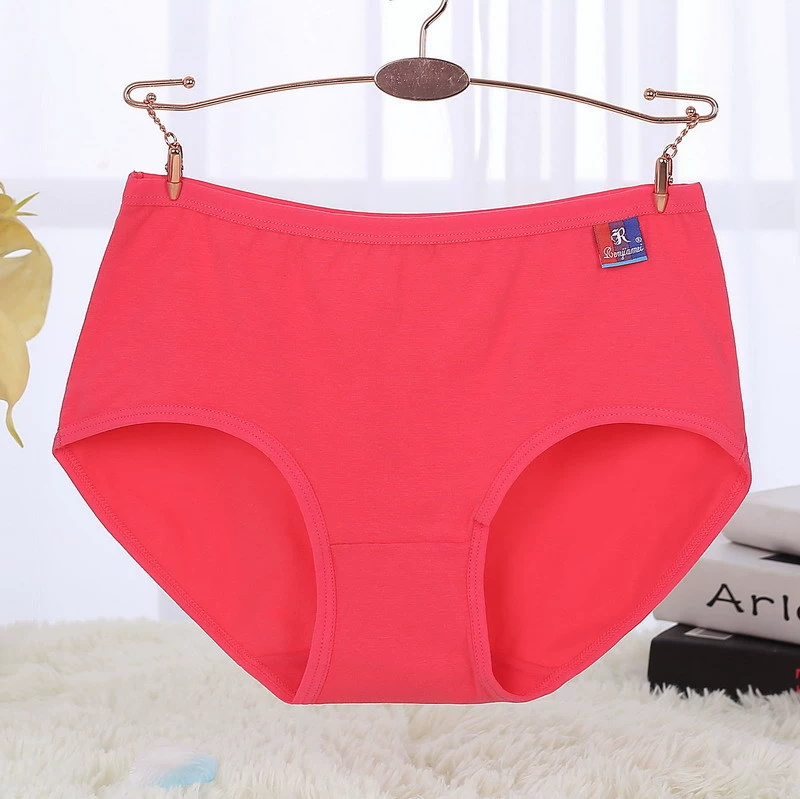Cotton antibacterial underwear, pants, plus size, mid rise, for middle age