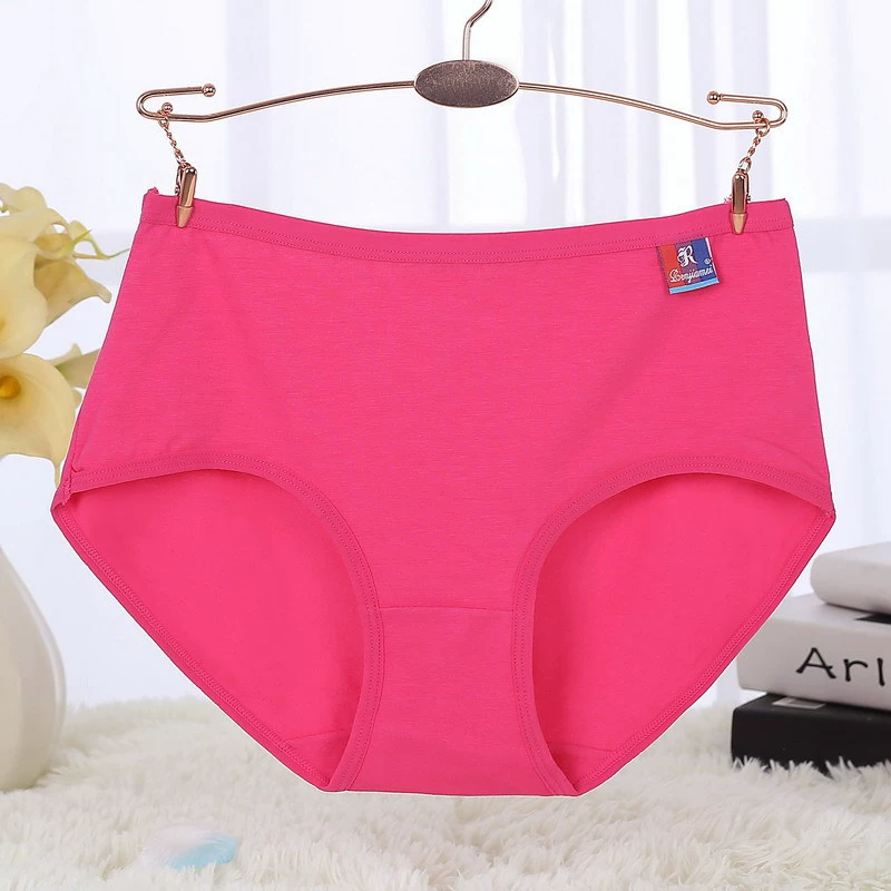 Cotton antibacterial underwear, pants, plus size, mid rise, for middle age