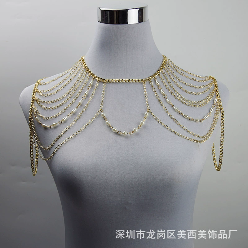 Ювелирные изделия цепи тела Европейская и американская простая цепь Многослойная цепь плеча цепь тела европейские и американские преувеличенные ожерелье