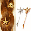 Beach cute shiny retro golden hairgrip, accessory, beach style, wholesale