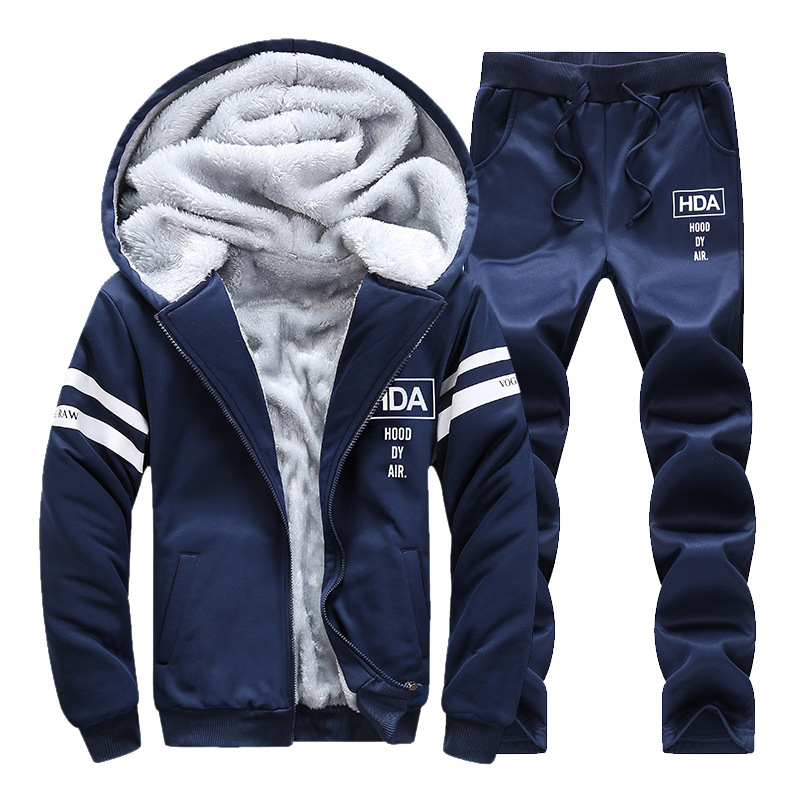 2016 New Casual Fleece Sweater Youth Sports Solid Color Suit Winter Collar Zipper Cardigan Men's Wear