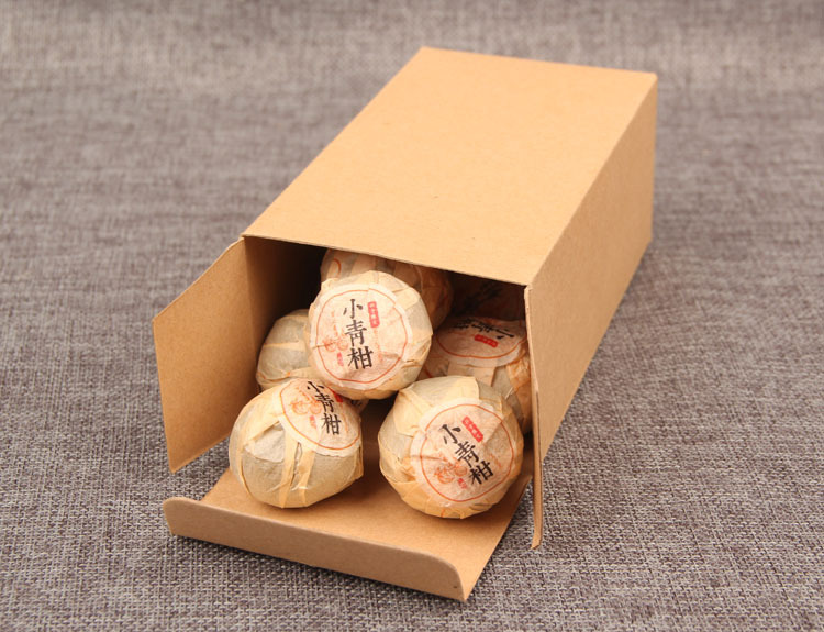 批發 古問 新會陳皮普洱茶宮廷小青柑生曬小青柑茶100g盒裝 熟茶