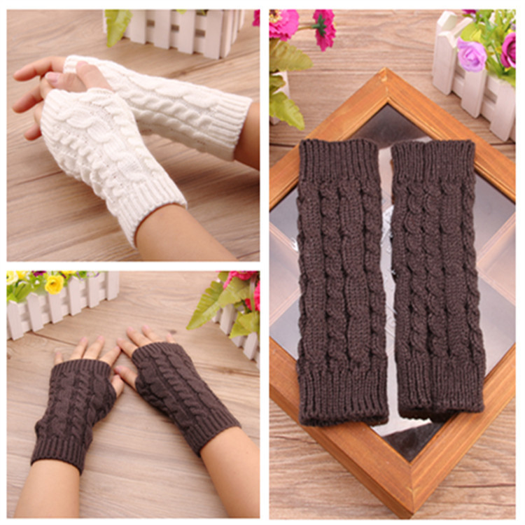 Yifan Autumn and Winter Outdoor Travel Warm Hand Guard Sleeve Korean Fashion 20cm Half Finger Knitted Twist Arm Cover