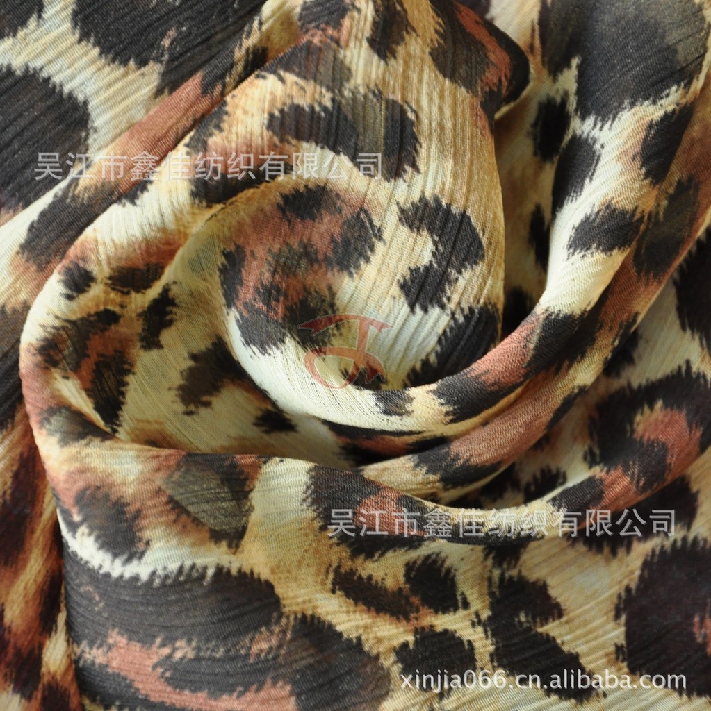 75D雪纺豹纹印花雪纺【图】流行虎纹蛇纹