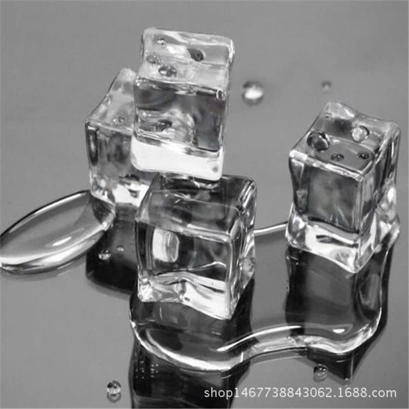 HIELO falso cuadrado de Simulación Cubo de Hielo acrílico Cristal de piedra de plástico transparente de hielo falso partículas de vino tinto shooting alegría apoyos