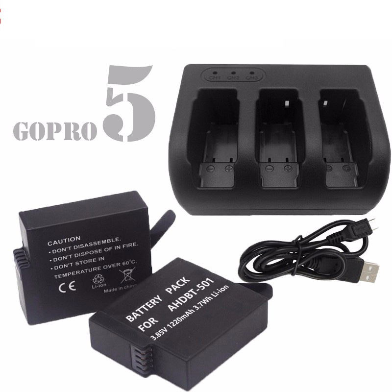 Suitable for Gopro Hero 5 6 7 8 Charger Gopro5 6 7 8 Camera Lithium Battery Charging Box 3 Charges