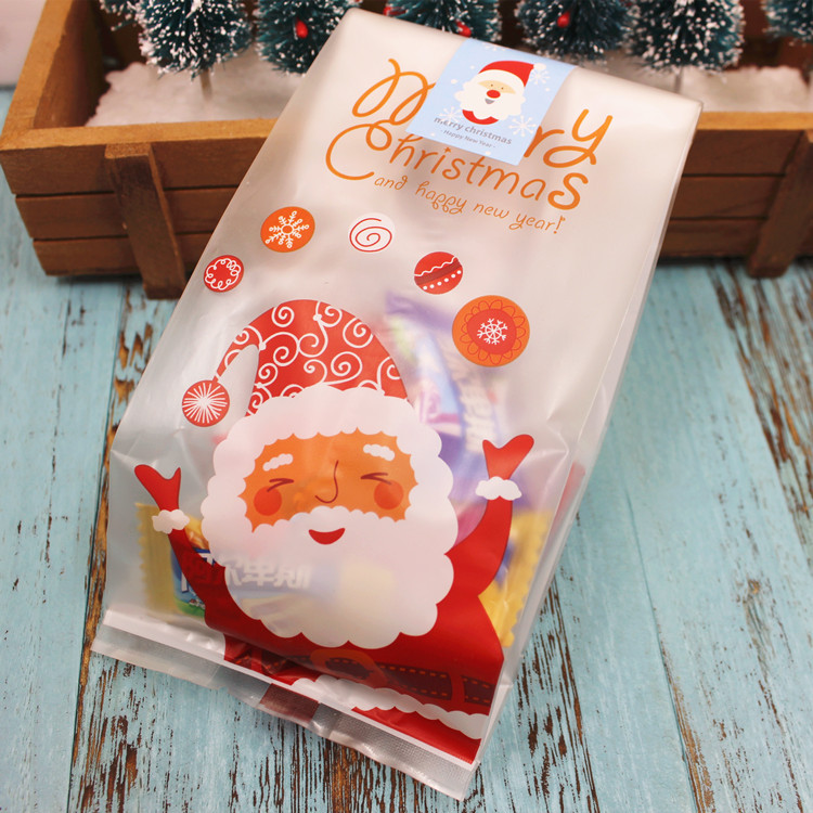 Bolsa de embalaje de Navidad lanzando bola Santa Claus bolsa de galletas bolsillo plano bolsa de pastelería occidental bolsa de galletas 50 piezas